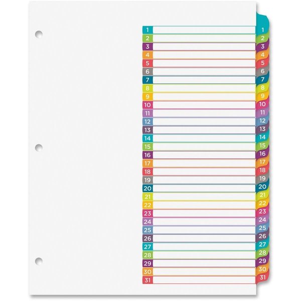 The Workstation Ready Index Tab Dividers 1 to 31, Multicolor TH18736